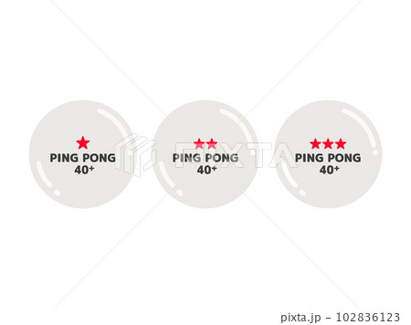 卓球のワンスター、ツースター、スリースター球のイラスト 卓球のワンスター、ツースター、スリースター球のイラスト 102836123