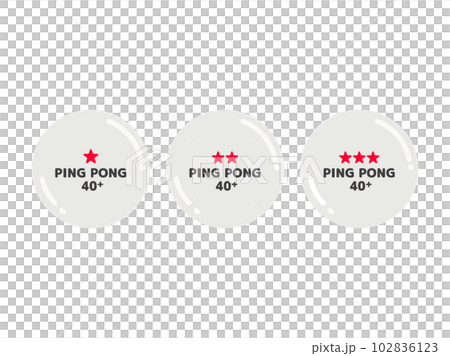 卓球のワンスター、ツースター、スリースター球のイラスト 卓球のワンスター、ツースター、スリースター球のイラスト 102836123