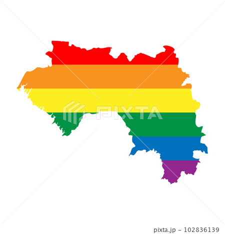 Guinea country silhouette. Country map silhouette in rainbow colors of LGBT flag.