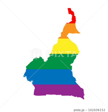 Cameroon country silhouette. Country map silhouette in rainbow colors of LGBT flag.