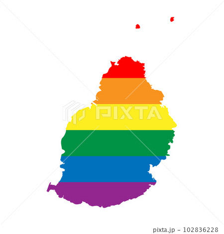 Mauritius country silhouette. Country map silhouette in rainbow colors of LGBT flag. 102836228