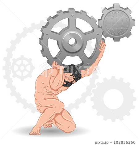 Vector of Atlas holding gears Vector of Atlas holding gears 102836260