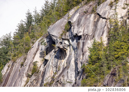Rocky cliffs on Chief Mountain in Squamish, BC, Canada 102836806