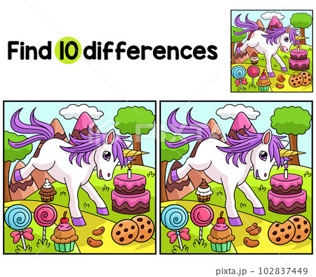 Unicorn on the Candy Land Find The Differences 102837449