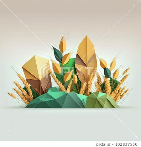 Low poly style agricultural field square landscapeのイラスト素材 [102837550 ...