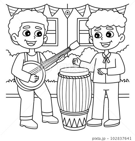 Juneteenth Playing the Instruments Coloring Page Juneteenth Playing the Instruments Coloring Page 102837641