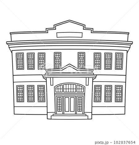 Museum Building Isolated Coloring Page for Kids 102837654