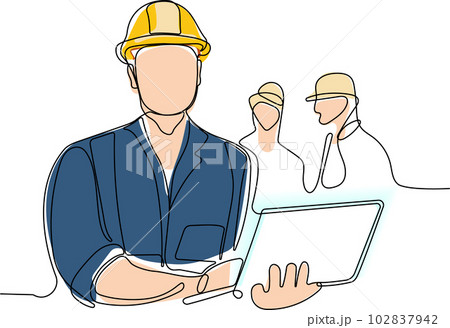 construction manager and engineer working on building site. Vector illustration 102837942