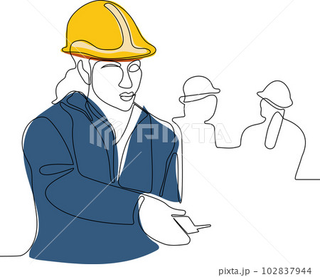 construction manager and engineer working on building site. Vector illustration 102837944