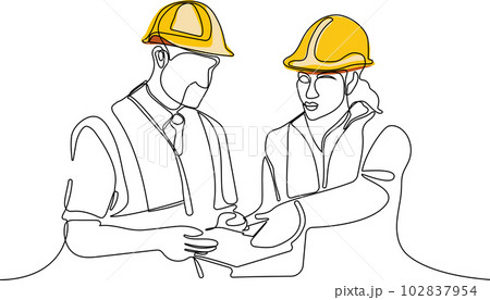 construction manager and engineer working on building site. Vector illustration construction manager and engineer working on building site. Vector illustration 102837954