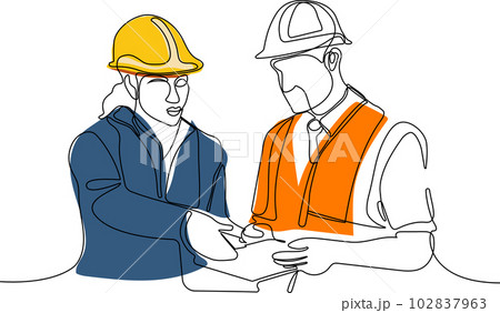 construction manager and engineer working on building site. Vector illustration 102837963