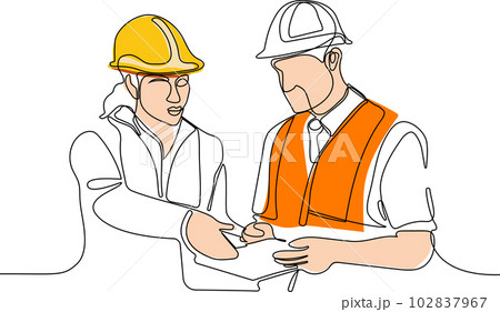 construction manager and engineer working on building site. Vector illustration construction manager and engineer working on building site. Vector illustration 102837967