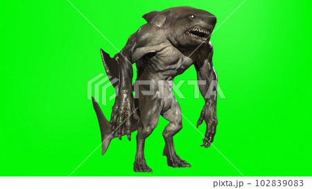 A shark humanoid he has a mouth. 3d rendering 102839083