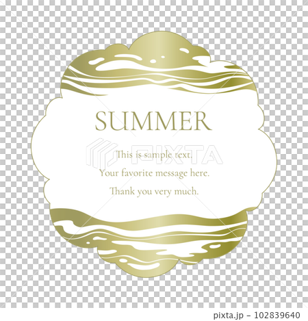 Material_Frame_A summer decorative frame with a motif of the sun, the sea, and the sky. Luxury design of gold surroundings Material_Frame_A summer decorative frame with a motif of the sun, the sea, and the sky. Luxury design of gold surroundings 102839640