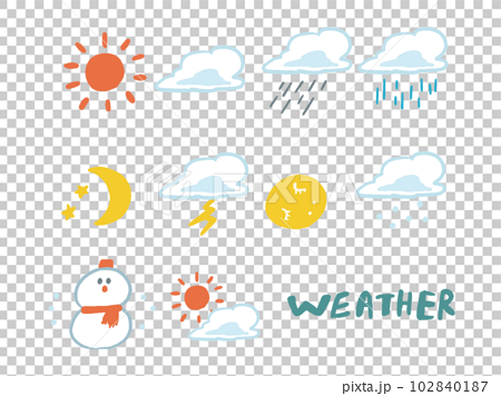 天気のシンプルな手描き風アイコンセット 102840187