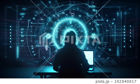 Microchip, electronic and digital access, user authentication system, technology and cybernetics, computer security system, cybersecurity, information and internet security, Generative AI 102840817
