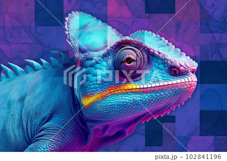 Lizard chameleon on colorful background 102841196