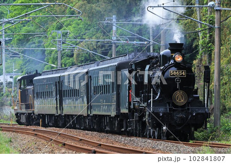 【JR九州】8620形蒸気機関車+50系+DE10形「SL人吉」(鹿児島本線:崇城大学前〜西里) 【JR九州】8620形蒸気機関車+50系+DE10形「SL人吉」(鹿児島本線:崇城大学前〜西里) 102841807