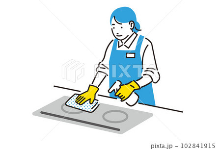 人物 キッチンの掃除をする家事代行のスタッフ 102841915