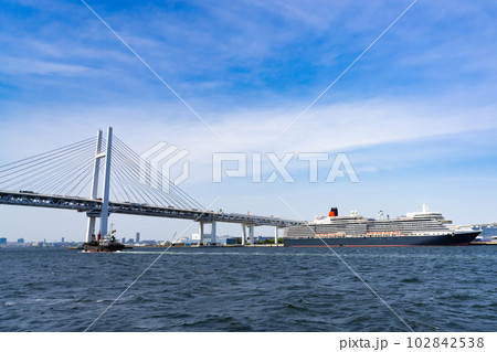 神奈川県横浜市 豪華客船クルーズから見た豪華客船と横浜の風景 神奈川県横浜市 豪華客船クルーズから見た豪華客船と横浜の風景 102842538