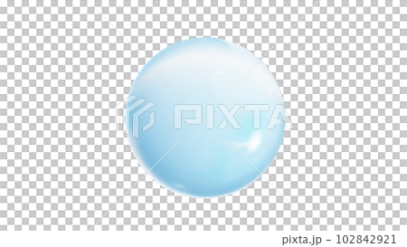太陽の光と青空が映った丸い水滴。背景透過。（PNG） 102842921