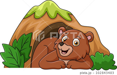 Cute little bear cartoon in the cave Cute little bear cartoon in the cave 102843483