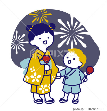 浴衣をきた小さな兄弟 102844008