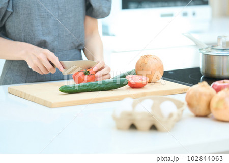 料理をする若い女性 料理をする若い女性 102844063