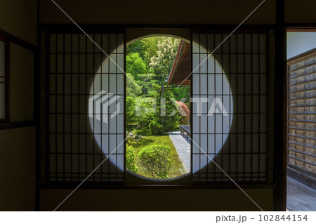 東福寺 芬陀院(雪舟寺)図南亭から望む東庭 新緑の季節 東福寺 芬陀院(雪舟寺)図南亭から望む東庭 新緑の季節 102844154
