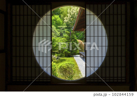 東福寺 芬陀院(雪舟寺)図南亭から望む東庭 新緑の季節 東福寺 芬陀院(雪舟寺)図南亭から望む東庭 新緑の季節 102844159