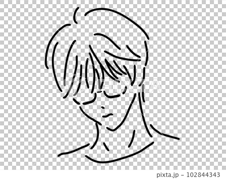 Simple line drawing of a cool man with glasses / hand-drawn illustration material 102844343