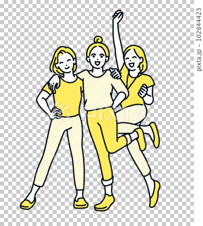 Excited, full of energy! Illustration material of a young woman who seems to be having fun before summer. Excited, full of energy! Illustration material of a young woman who seems to be having fun before summer. 102844423