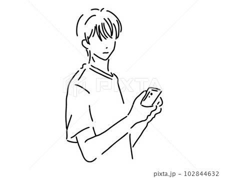 かっこいい男性のシンプルな線画／手描きイラスト素材のイラスト素材