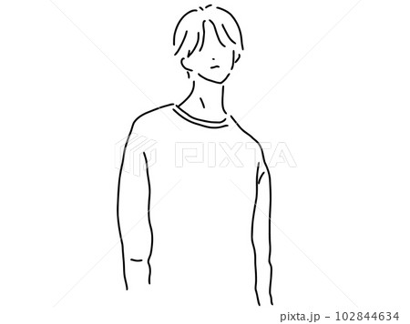 かっこいい男性のシンプルな線画／手描きイラスト素材のイラスト素材