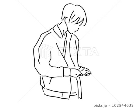 かっこいい男性のシンプルな線画／手描きイラスト素材のイラスト素材