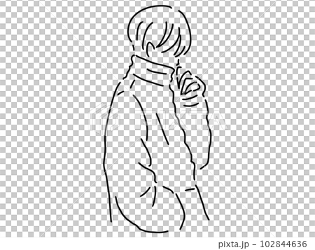 一個酷男人的簡單線條畫/手繪插畫素材 102844636