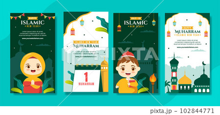 Happy Muharram Islamic New Year Social Media Stories Cartoon Hand Drawn Templates Background Illustration Happy Muharram Islamic New Year Social Media Stories Cartoon Hand Drawn Templates Background Illustration 102844771