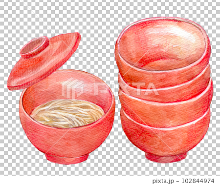 Wanko soba watercolor painting hand-drawn illustration watercolor illustration 102844974