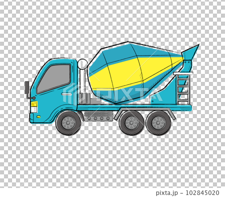 工作車、混凝土攪拌車、手繪觸摸矢量圖 102845020