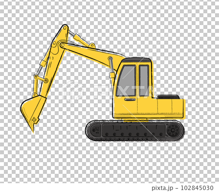 Working car excavator hand-drawn touch vector illustration Working car excavator hand-drawn touch vector illustration 102845030
