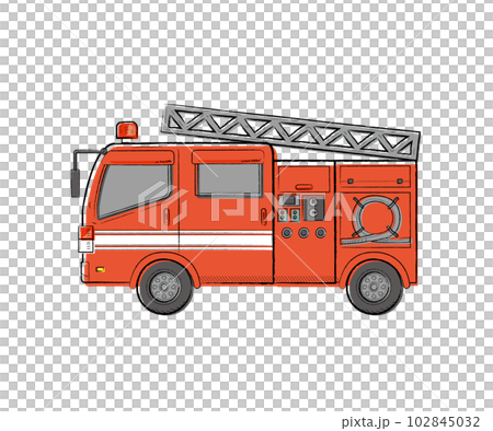 Working car Fire truck Hand-drawn touch vector illustration 102845032