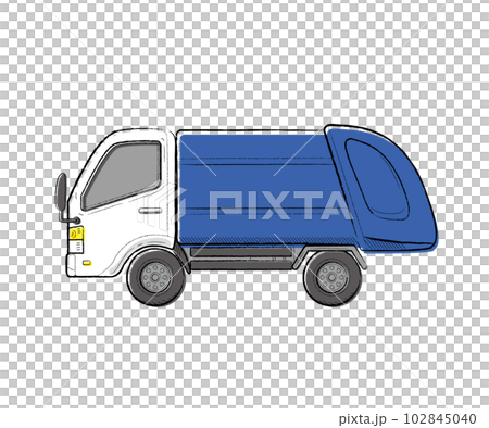 働く車　ゴミ収集車　手描きタッチベクターイラスト 102845040