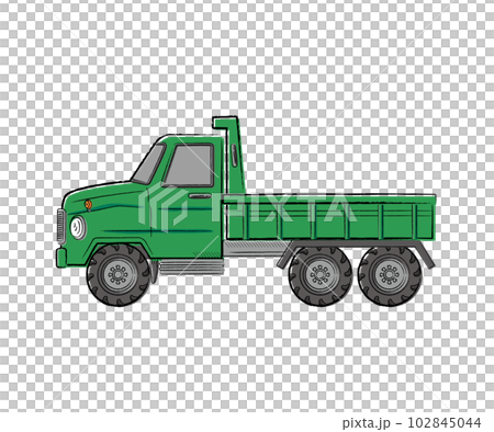 働く車　ダンプカー　手描きタッチベクターイラスト 102845044