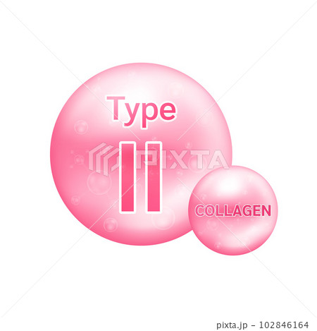 Collagen type II. The five most common types of collagen protein. Main protein created connective tissues, articular cartilage. Medical and science concept. Vector EPS10. 102846164
