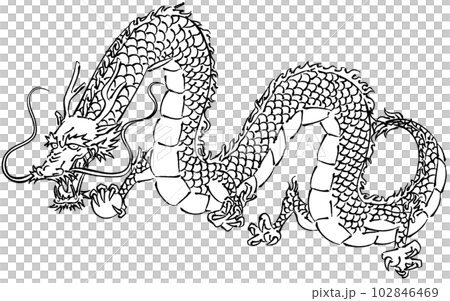 2024年辰年の年賀状向け、龍の墨絵（龍・竜・辰・ドラゴン） 102846469