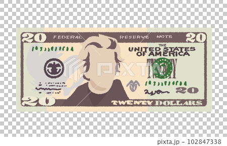 Illustration of handwritten banknotes_one $20 banknote. Illustration of handwritten banknotes_one $20 banknote. 102847338