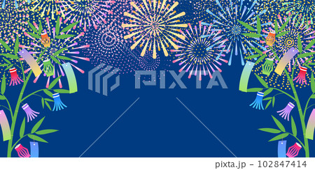 七夕　花火　和柄　背景 102847414