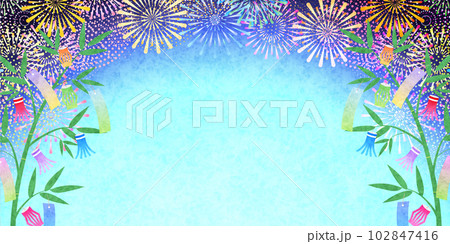七夕　花火　和柄　背景 102847416