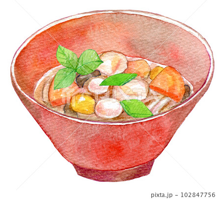 こづゆ 会津 水彩画 手描きイラスト 水彩イラスト こづゆ 会津 水彩画 手描きイラスト 水彩イラスト 102847756