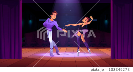 Couple dance ballet on theater stage scene cartoon 102849278